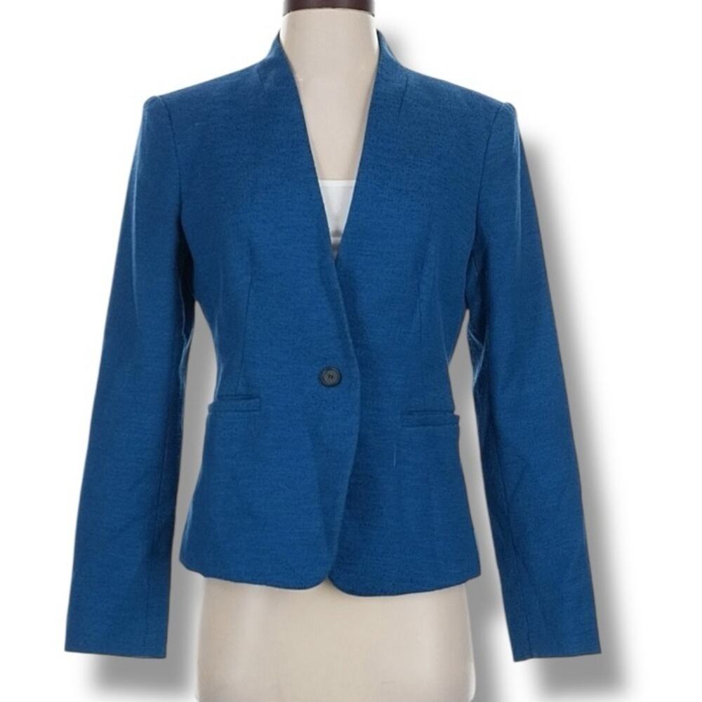 LOFT Textured Blue Single Button Blazer Sz 8